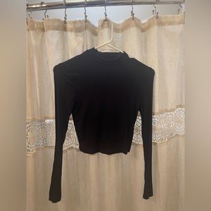 Cropped black long sleeve turtle neck